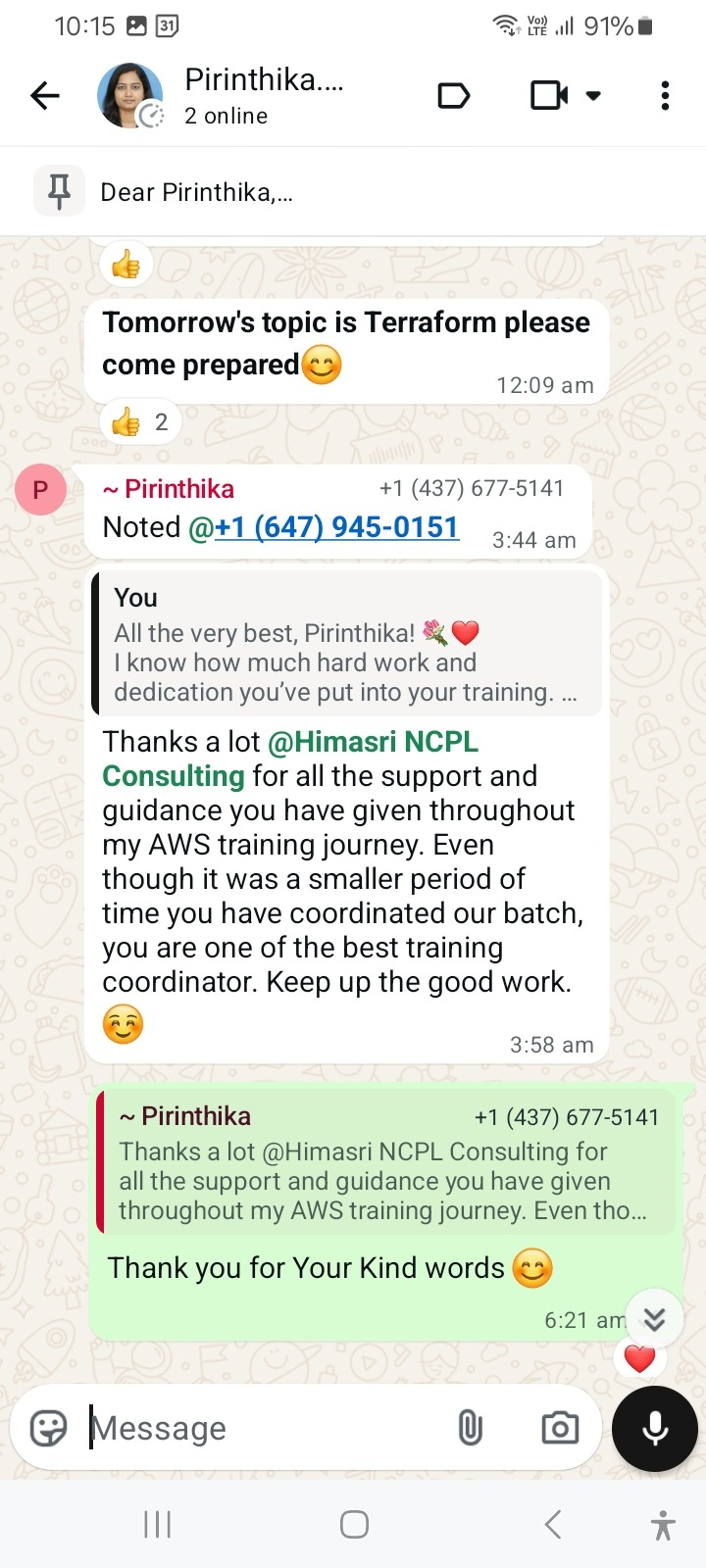 AWS Training Appreciation