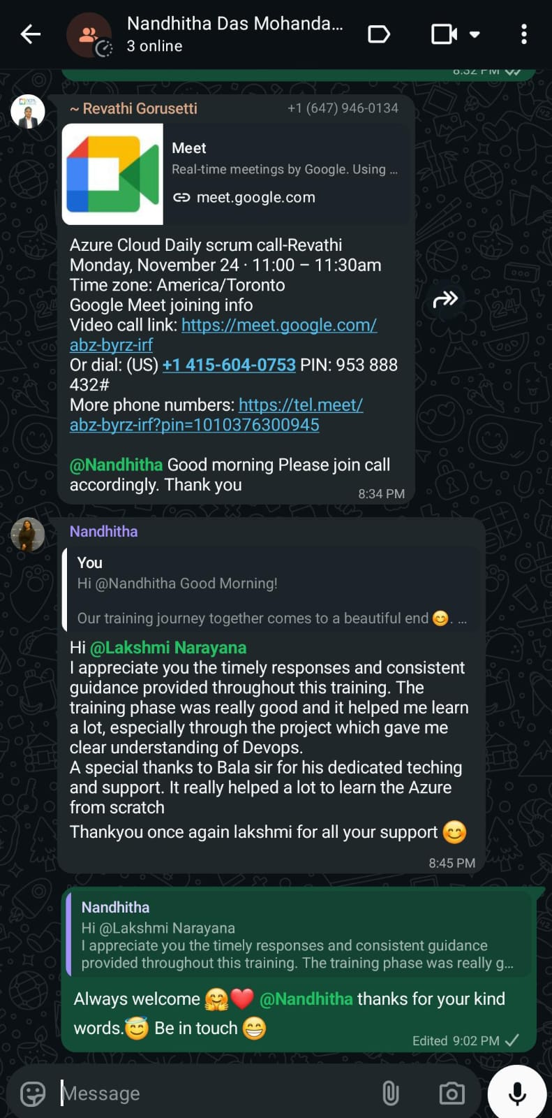 Outstanding Mentor Appreciation